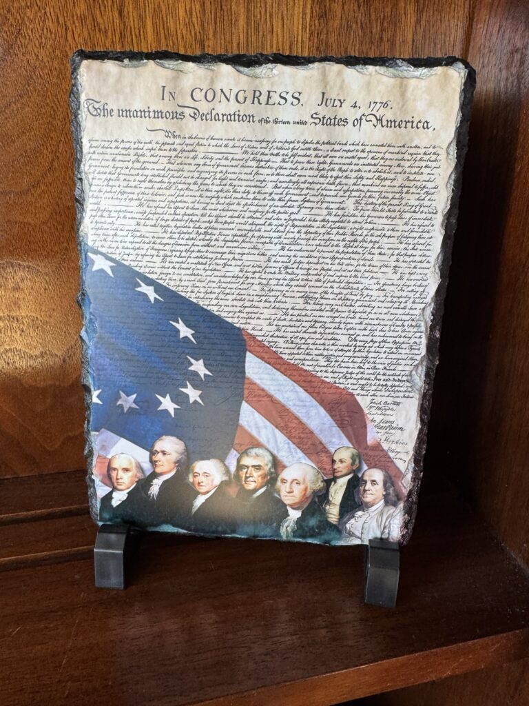 Declaration of Independence slate w. Founding Father portraits