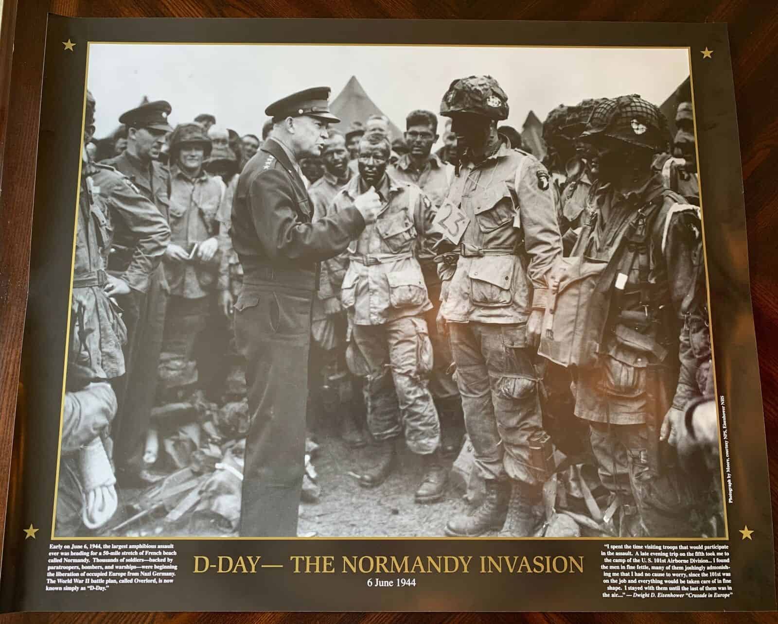 Dwight D. Eisenhower speaks to U.S. Paratroopers before D-Day - Poster