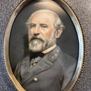 6-1/4″ Robert E. Lee Print in Antiqued Beaded Brass Frame- Antique Vintage Style