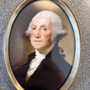 6-1/4″ George Washington Print in Antiqued Beaded Brass Frame- Antique Vintage Style