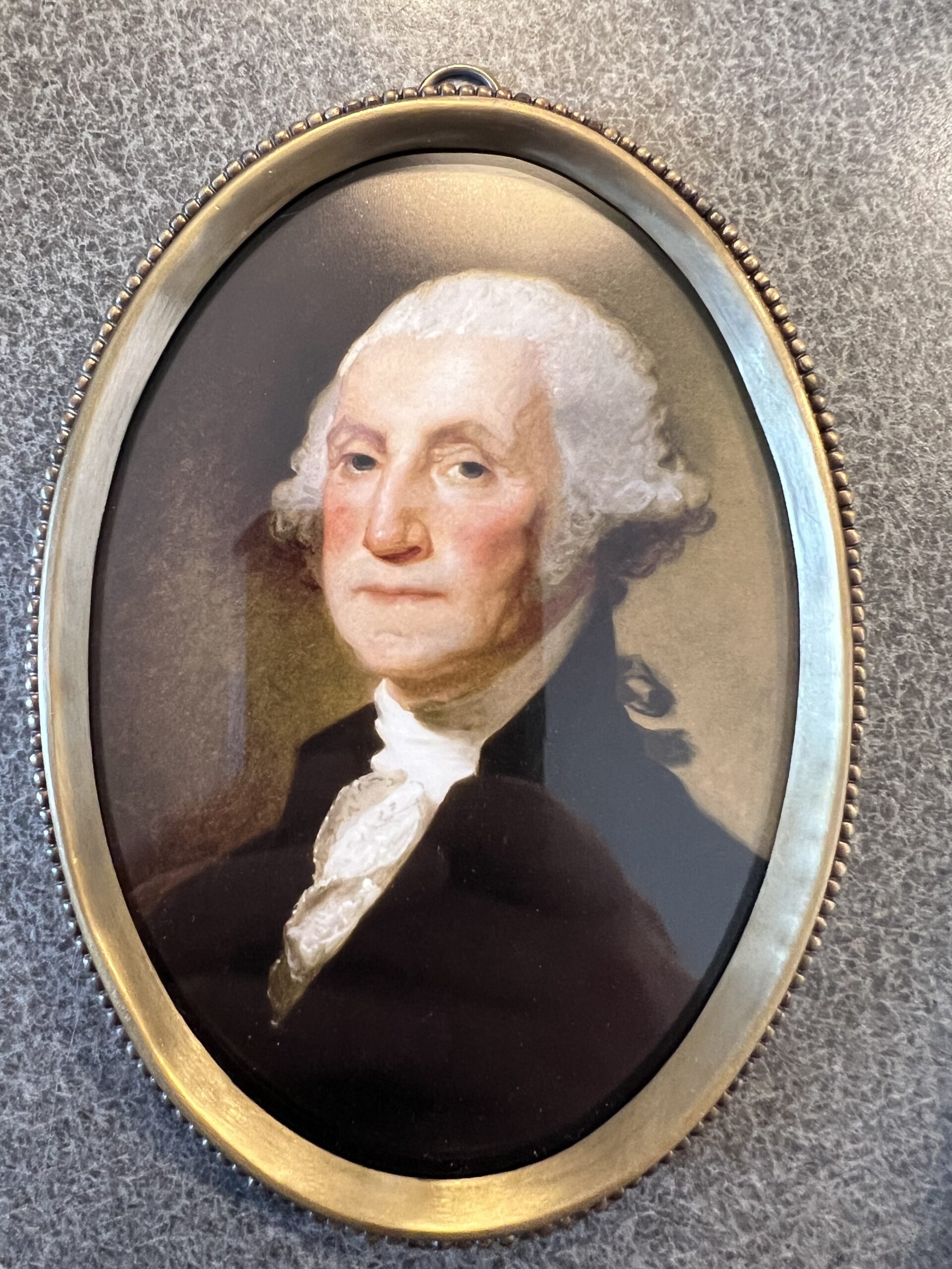 6-1/4″ George Washington Print in Antiqued Beaded Brass Frame- Antique Vintage Style