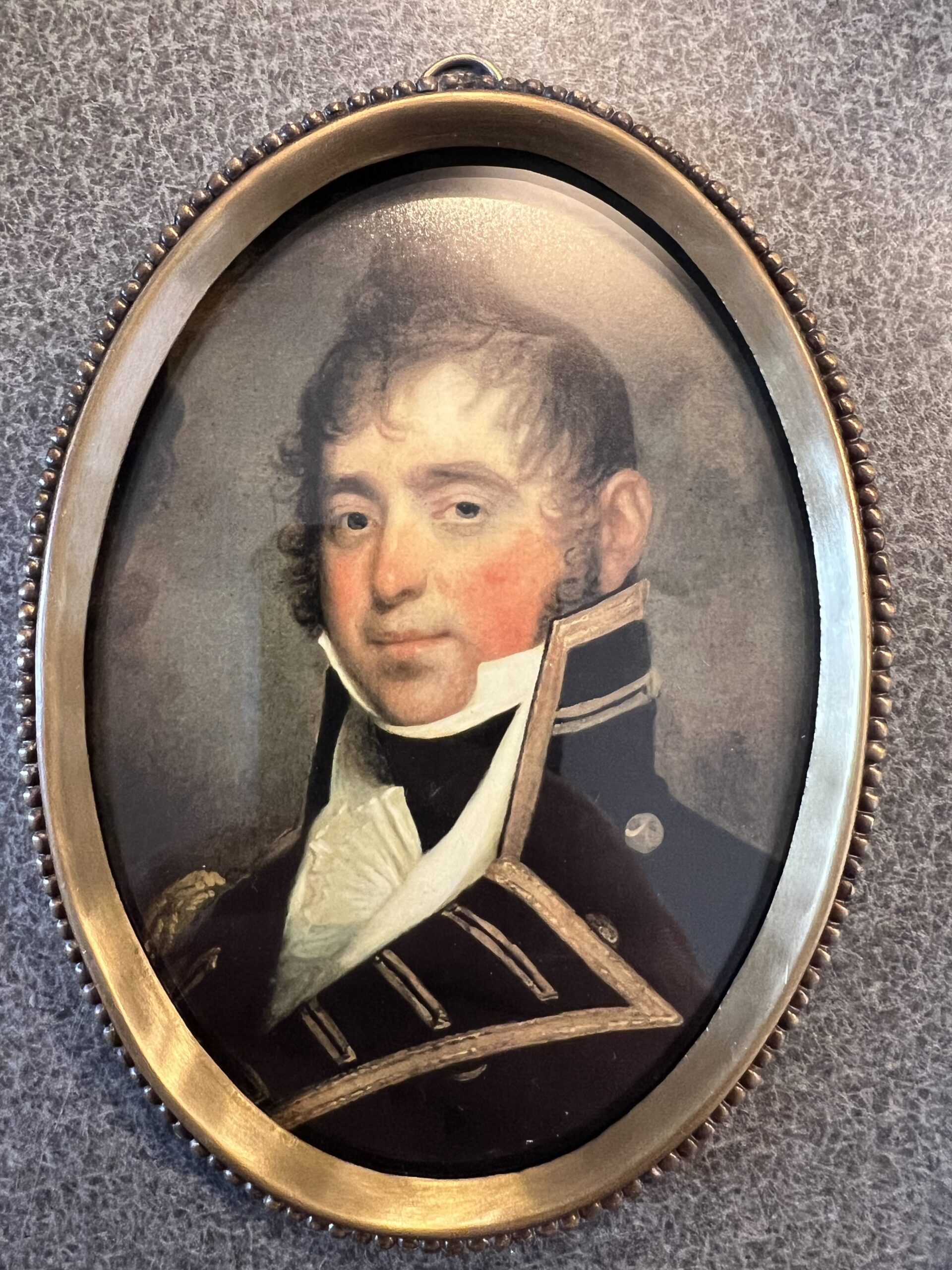 6-1/4″ James Lawrence Print in Antiqued Beaded Brass Frame- Antique Vintage Style