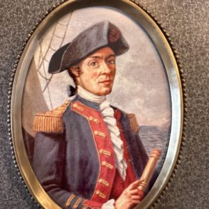 6-1/4″ John Paul Jones Print in Antiqued Beaded Brass Frame- Antique Vintage Style