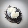 Black and Ivory Art Nouveau Cameo Brooch /Pendant