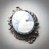 Blue and White Art Nouveau Cameo Brooch /Pendant