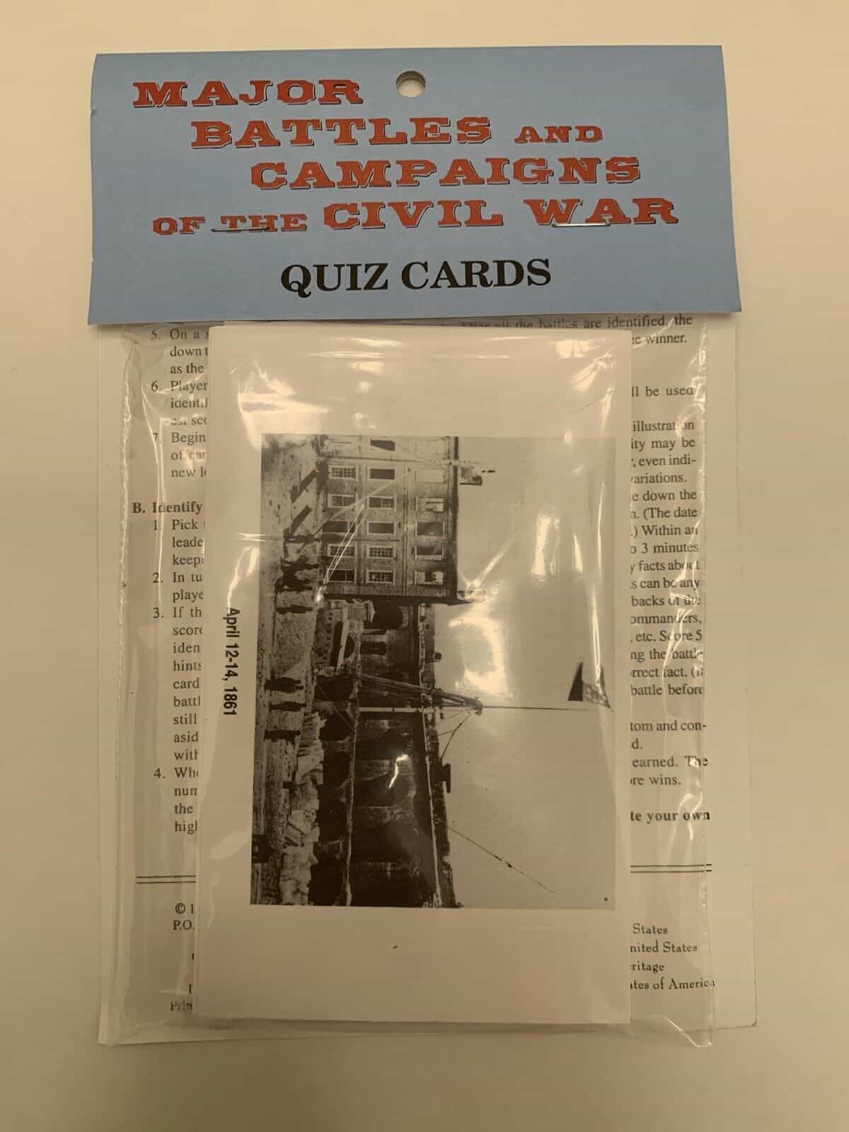 Vintage Major Battles and Campaigns of the Civil War 40 history quiz cards