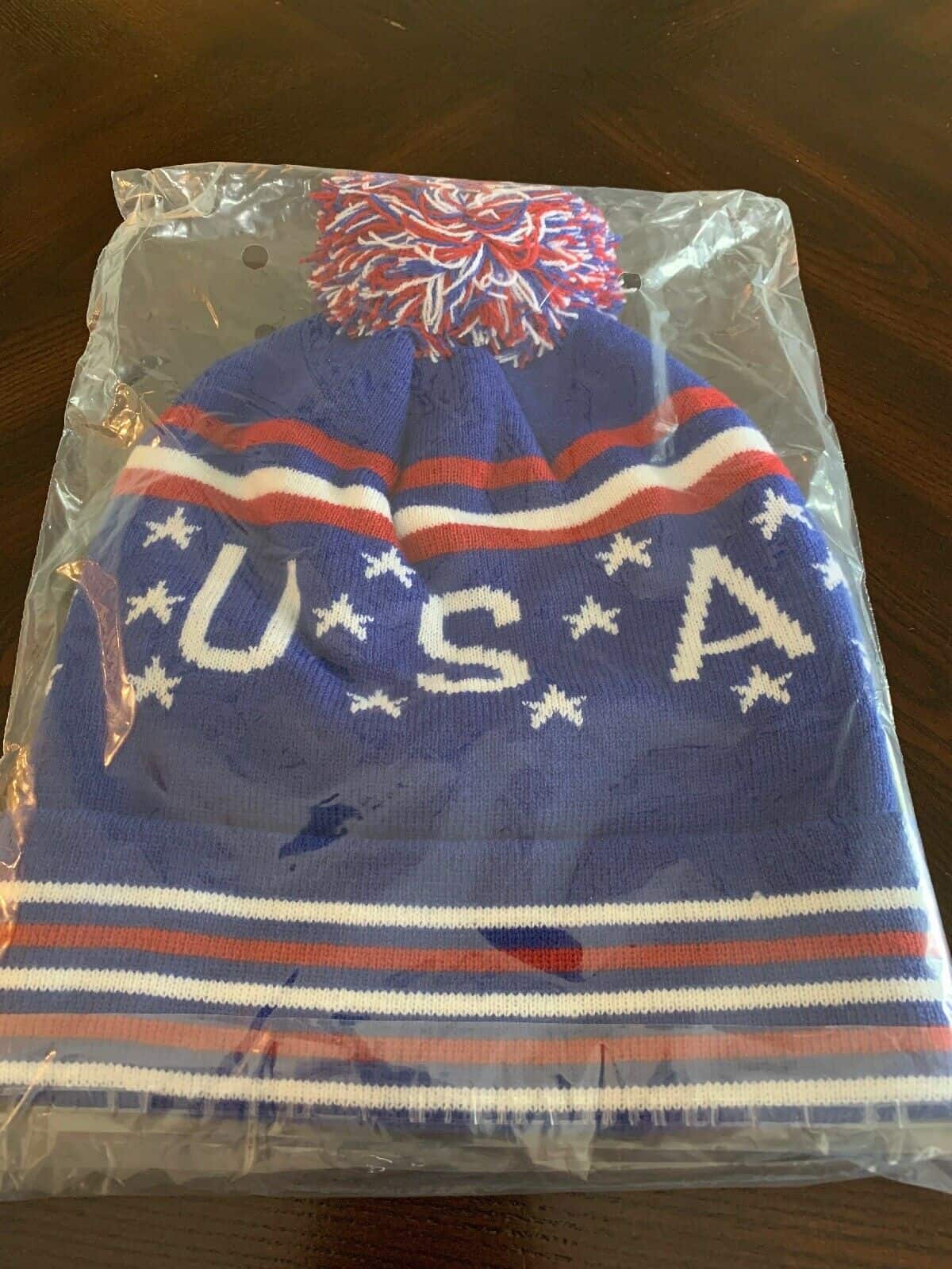 White & Blue Winter Beanie