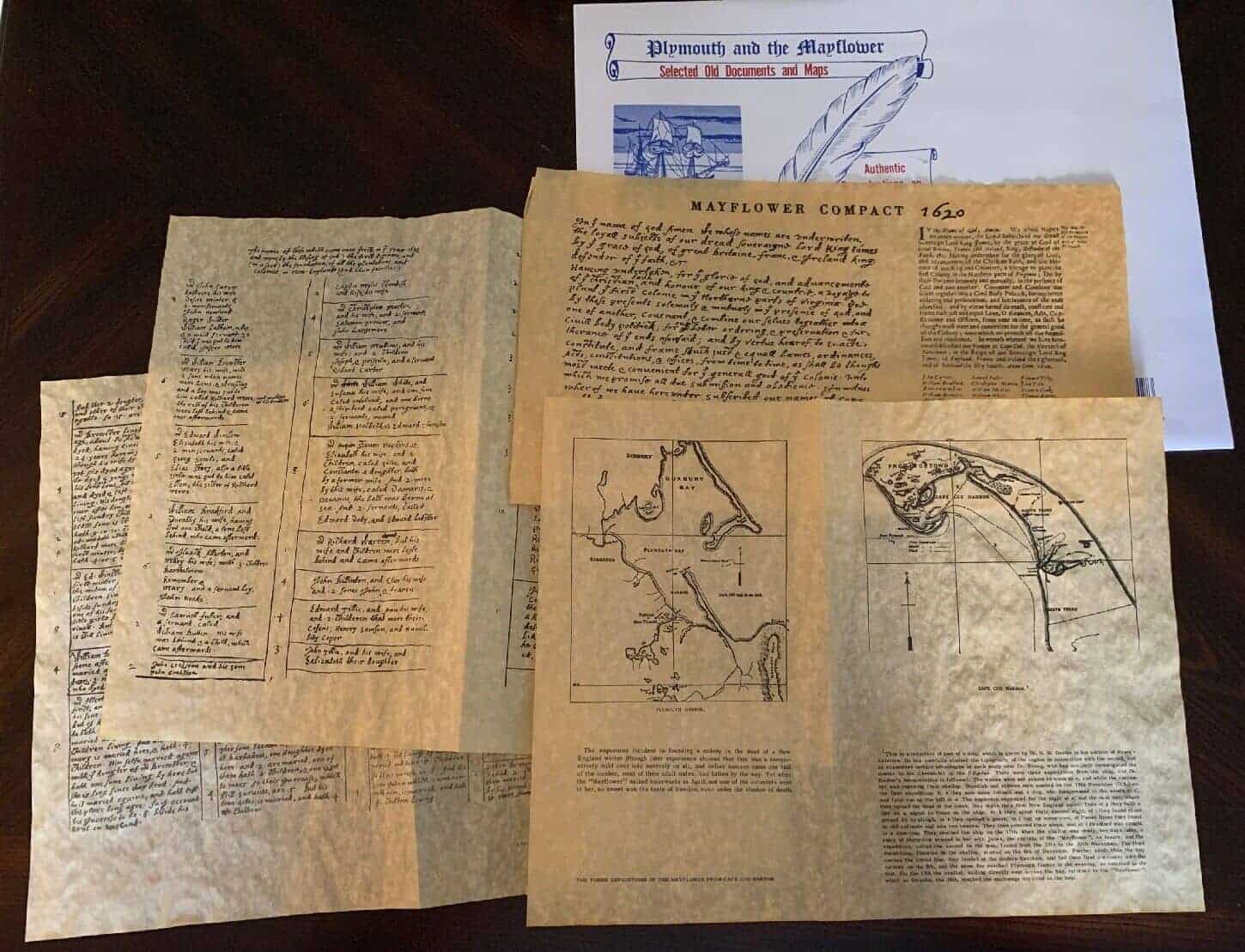 Plymouth and The Mayflower Old Documents and Maps