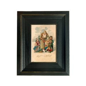 Victorian Santa and Children Framed Postcard Print on Canvas