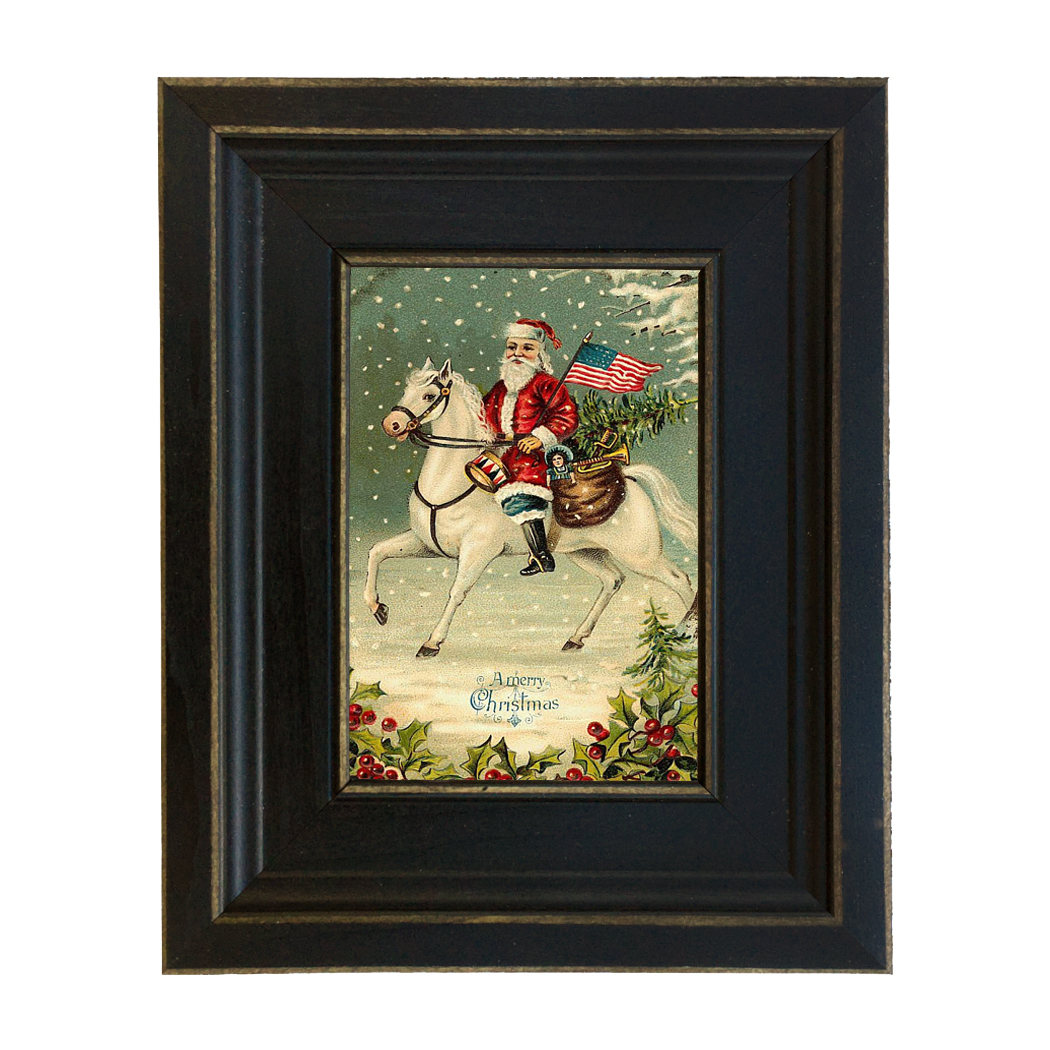 Victorian Santa & Children Framed Painting Print on Canvas