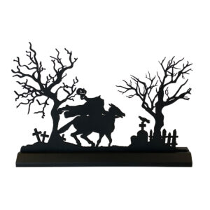 Headless Horseman in Sleepy Hollow Graveyard Standing Wooden Silhouette Halloween Tabletop Ornament Decoration