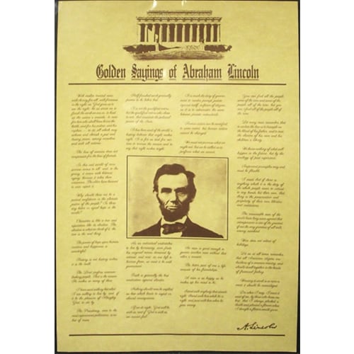 Golden Sayings of Abraham Lincoln - Parchment Poster - Image 3