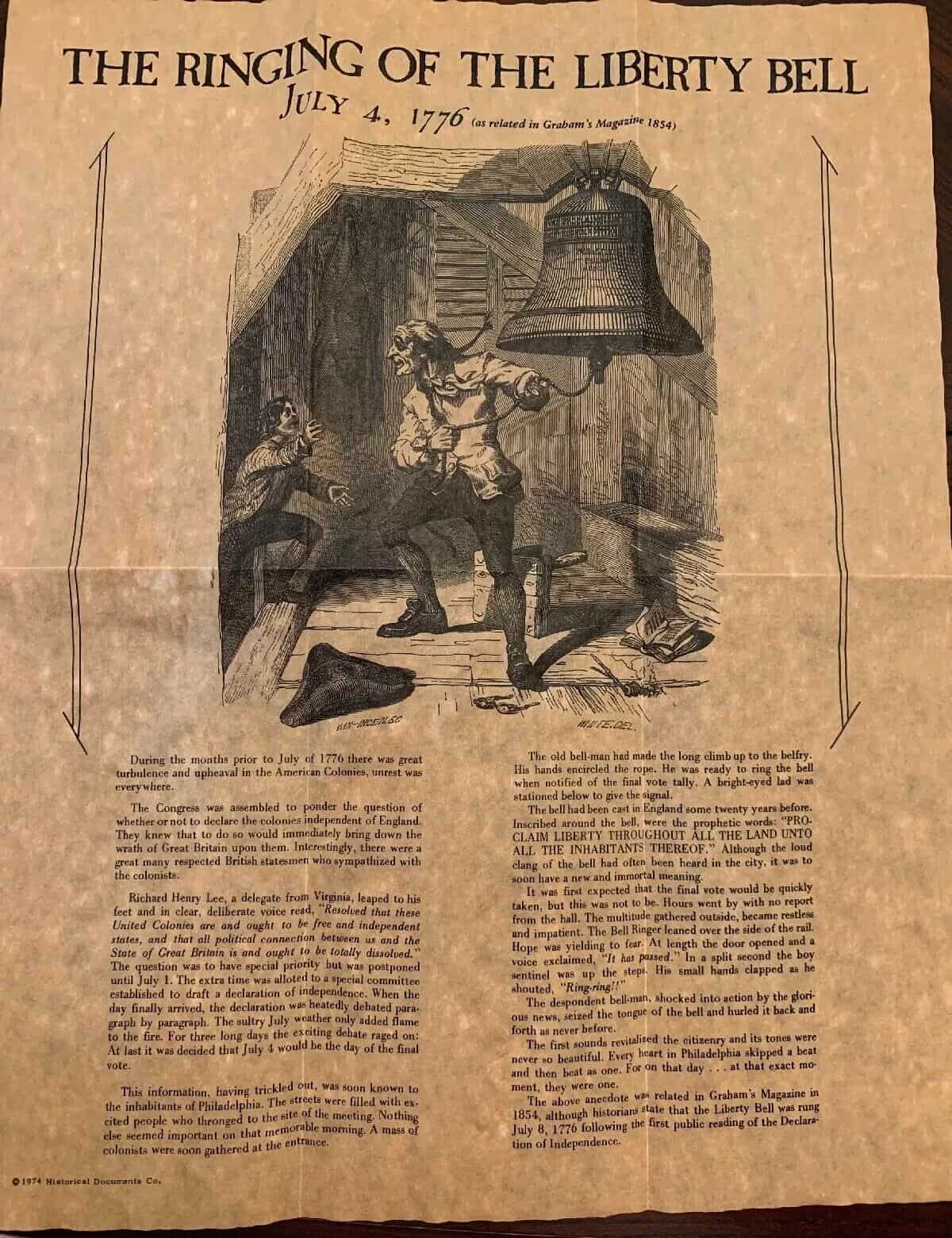 The Ringing Of The Liberty Bell Replica Parchment Document - Image 2