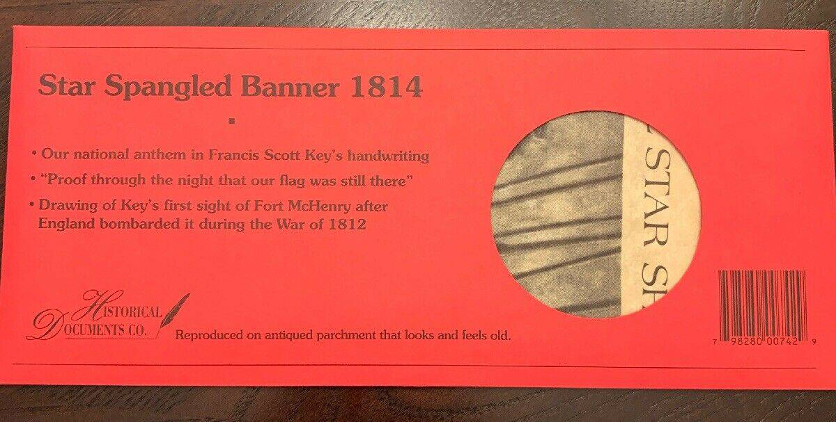 Star Spangled Banner Replica Parchment Document