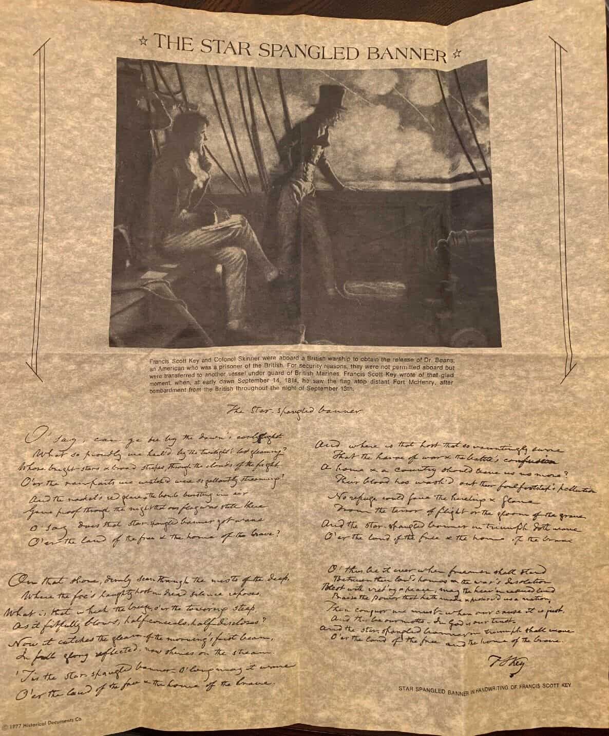 Star Spangled Banner Replica Parchment Document - Image 2