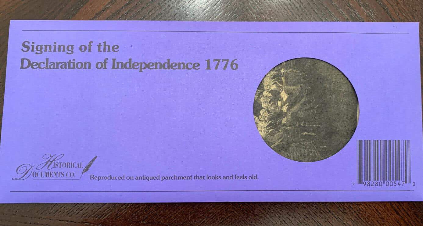 Signing of The Declaration of Independence - parchment replica