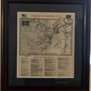 Chronological Map of Revolutionary War Battlefields in an Elegant Frame