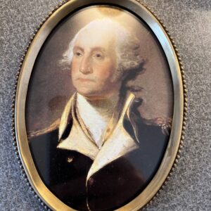6-1/4″ George Washington in Uniform Print in Antiqued Beaded Brass Frame – Antique Vintage Style