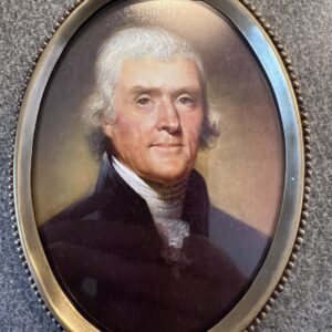 6-1/4″ Thomas Jefferson Print in Antiqued Beaded Brass Frame- Antique Vintage Style