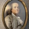 6-1/4″ Benjamin Franklin in Antiqued Beaded Brass Frame- Antique Vintage Style