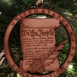 "We The People" U.S. Constitution Laser Engraved Wooden Ornament