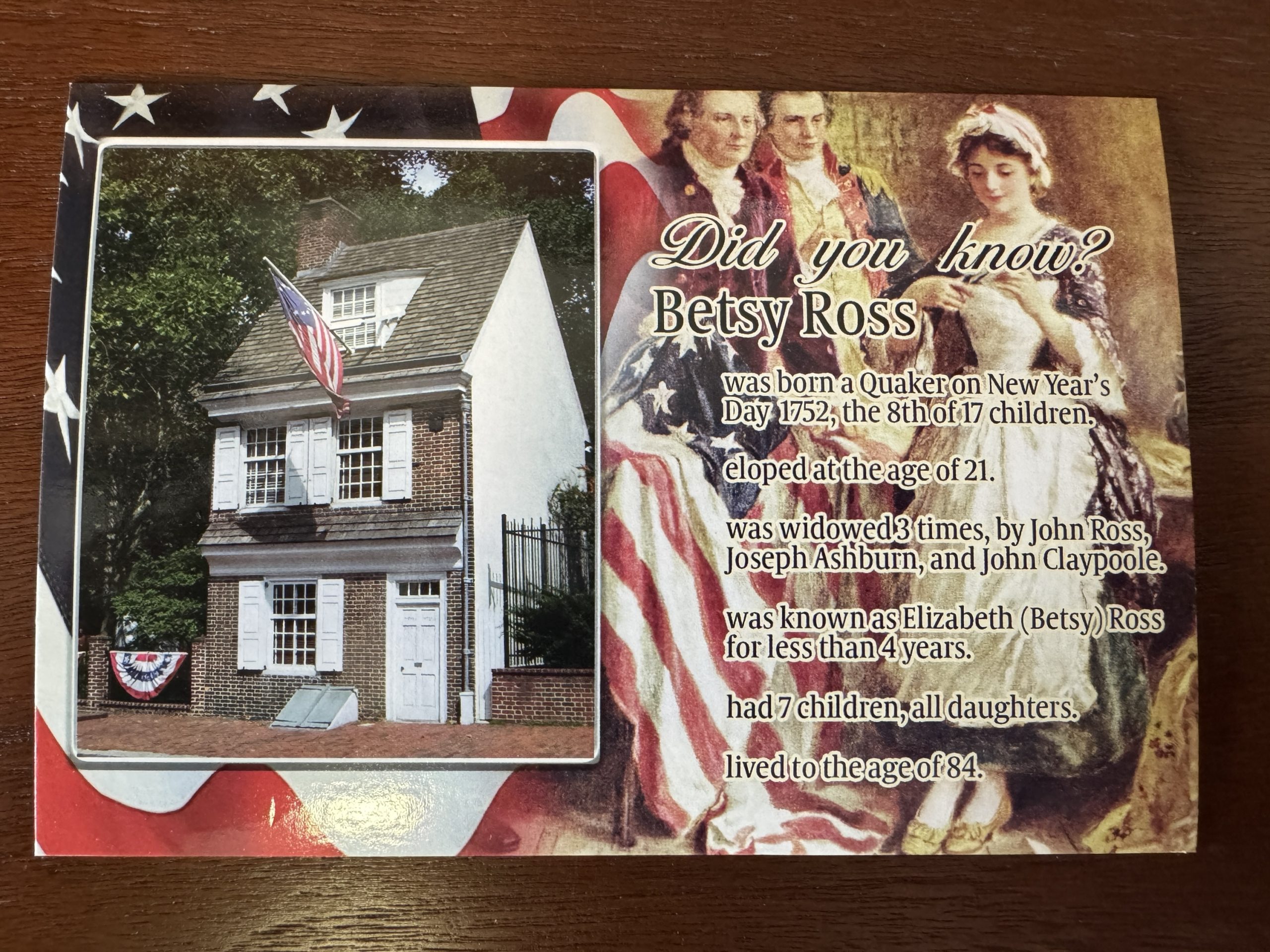 Betsy Ross Trivia Post Card