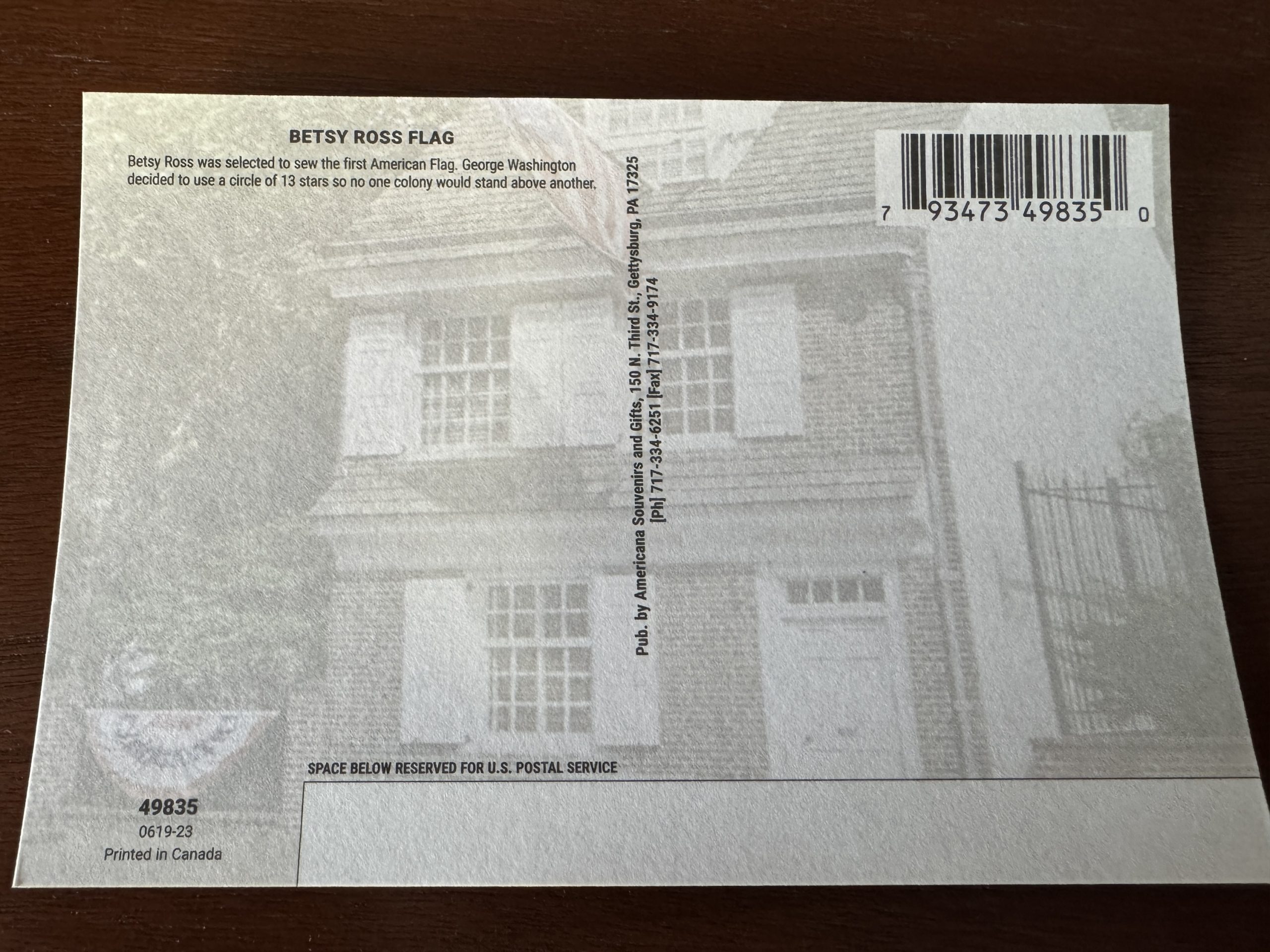 Betsy Ross Trivia Post Card - Image 2