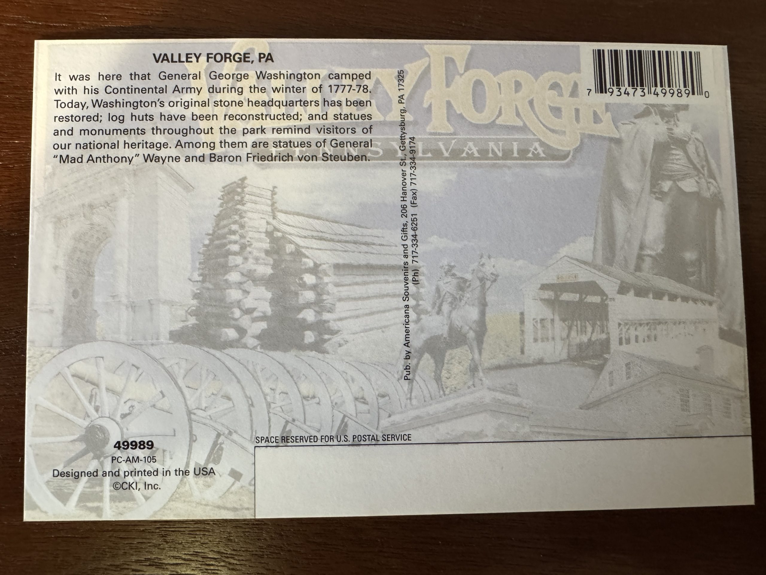 Valley Forge Post Card - Image 2
