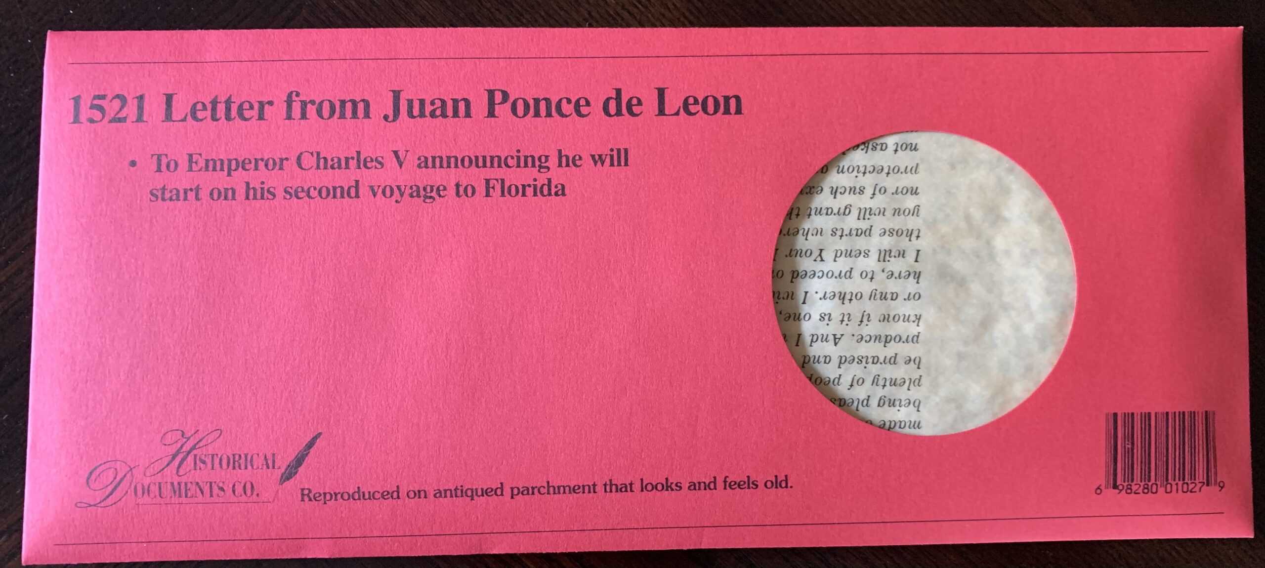 1521 Letter from Juan Ponce de Leon