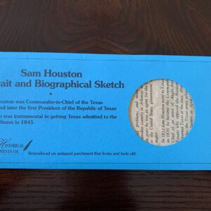 Sam Houston Portrait and Biographical Sketch