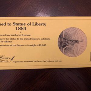 Deed to Statue of Liberty