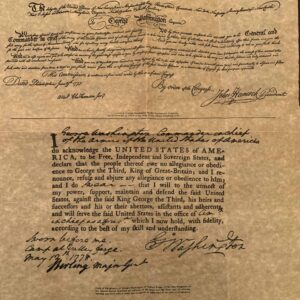 General George Washington Oath of Allegiance and Commission (replica)