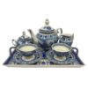 16″ Liberty Blue Transferware Porcelain Tea Set with Tray – Antique Reproduction