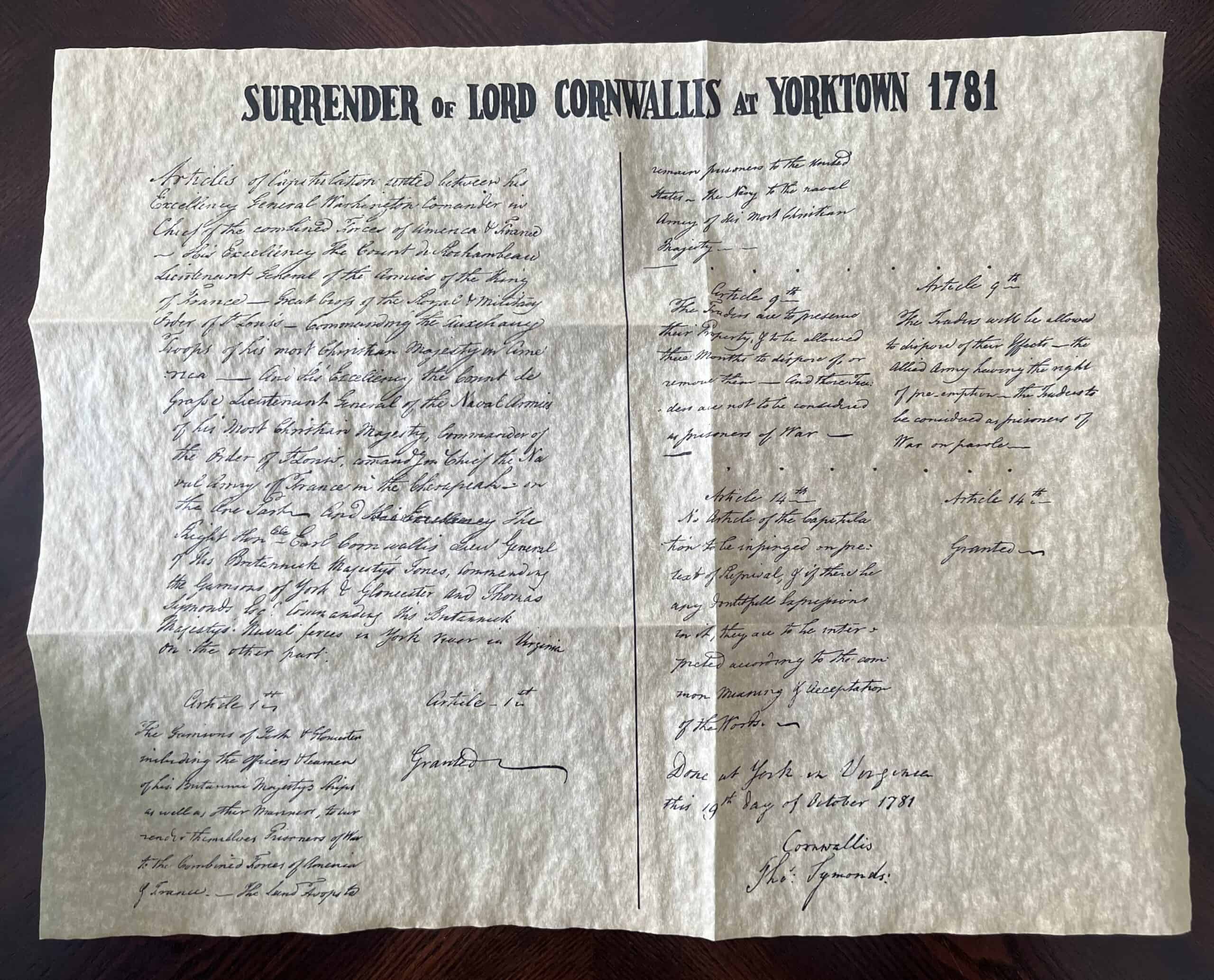 Surrender of Cornwallis at Yorktown 1781