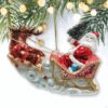 Santa Sleigh and Reindeer Elegant Christmas Ornament