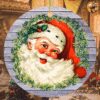Victorian Santa Round Christmas Ornament