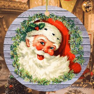 Victorian Santa Round Christmas Ornament