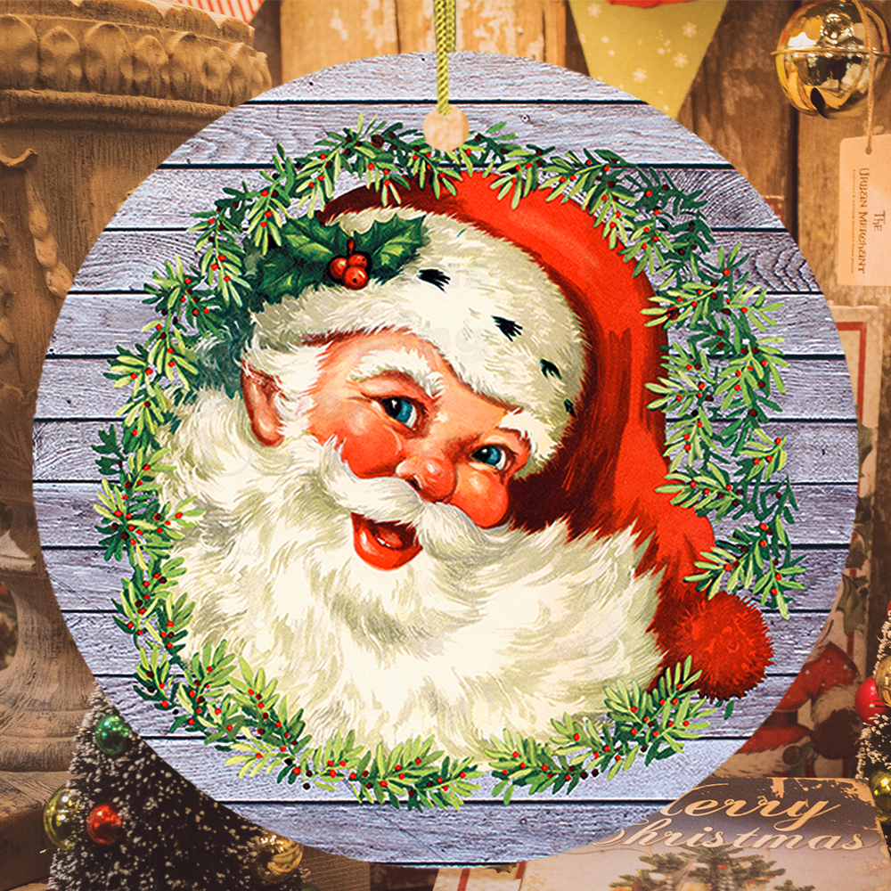 Victorian Santa Round Christmas Ornament