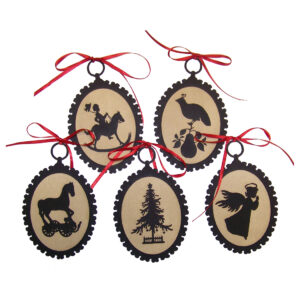 Set of 5 Colonial Paper Silhouette Ornaments - A