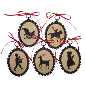Set of 5 Colonial Paper Silhouette Ornaments - B