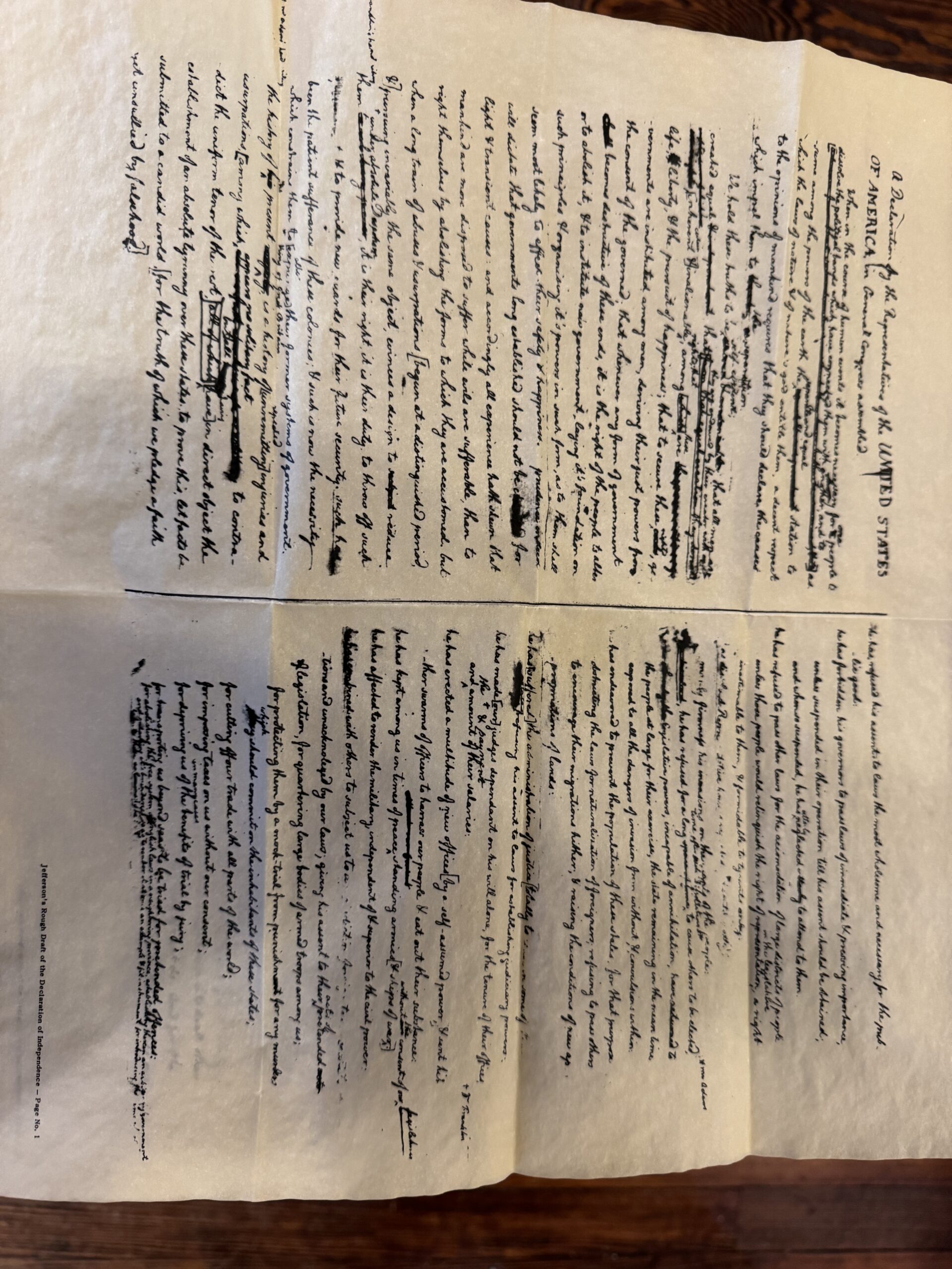 Thomas Jefferson's Rough Draft of the Declaration of Independence - Replica - Image 5