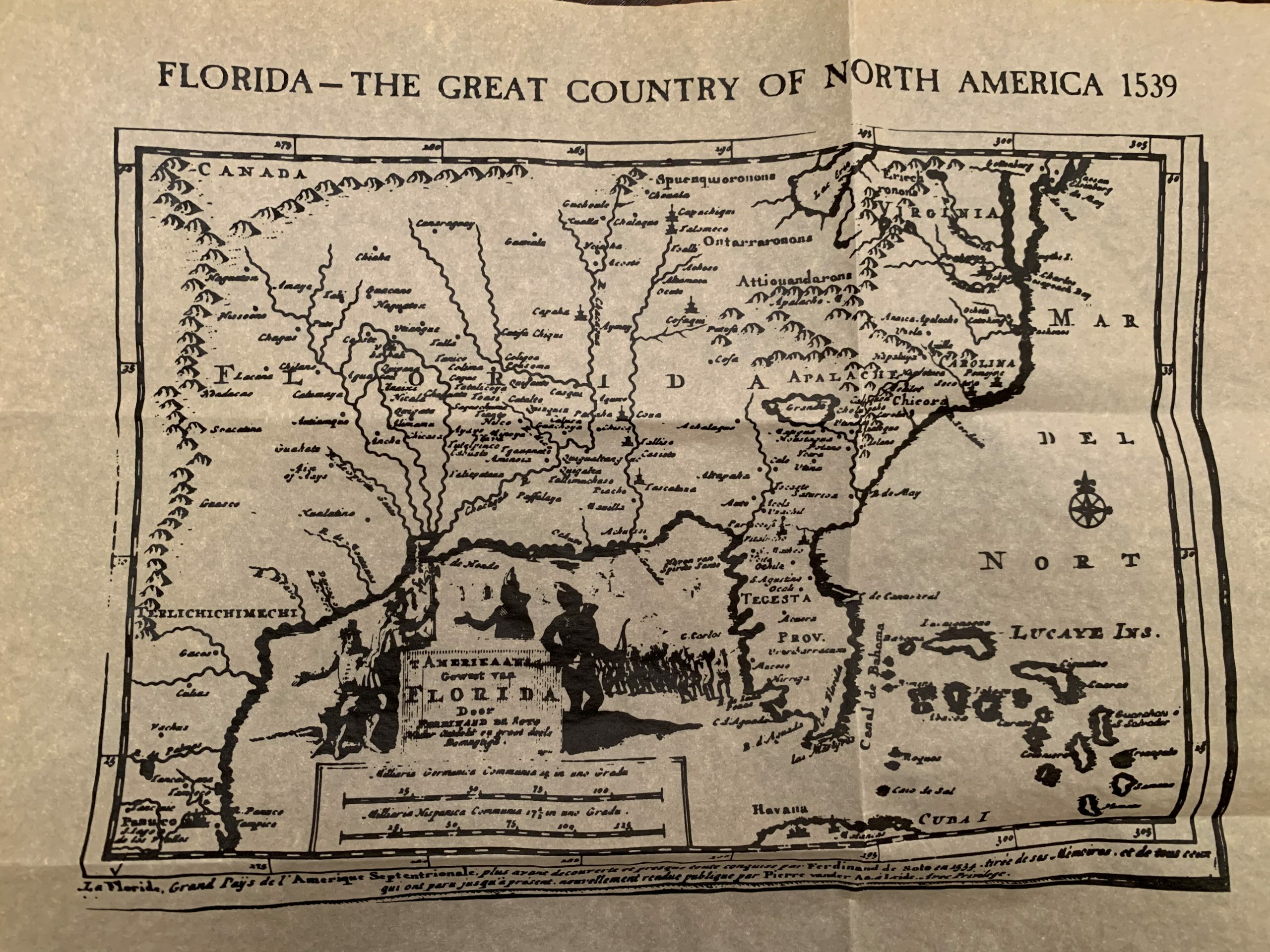 Map of Florida & Southeast in 1539