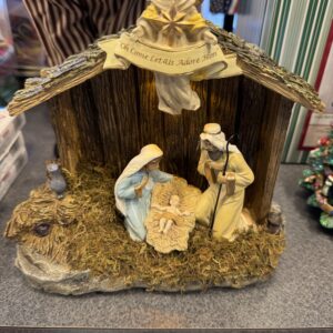 Musical Nativity Stable w/Holy Family Figurine