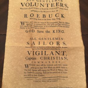 British Navy Recruitment Poster 1777
