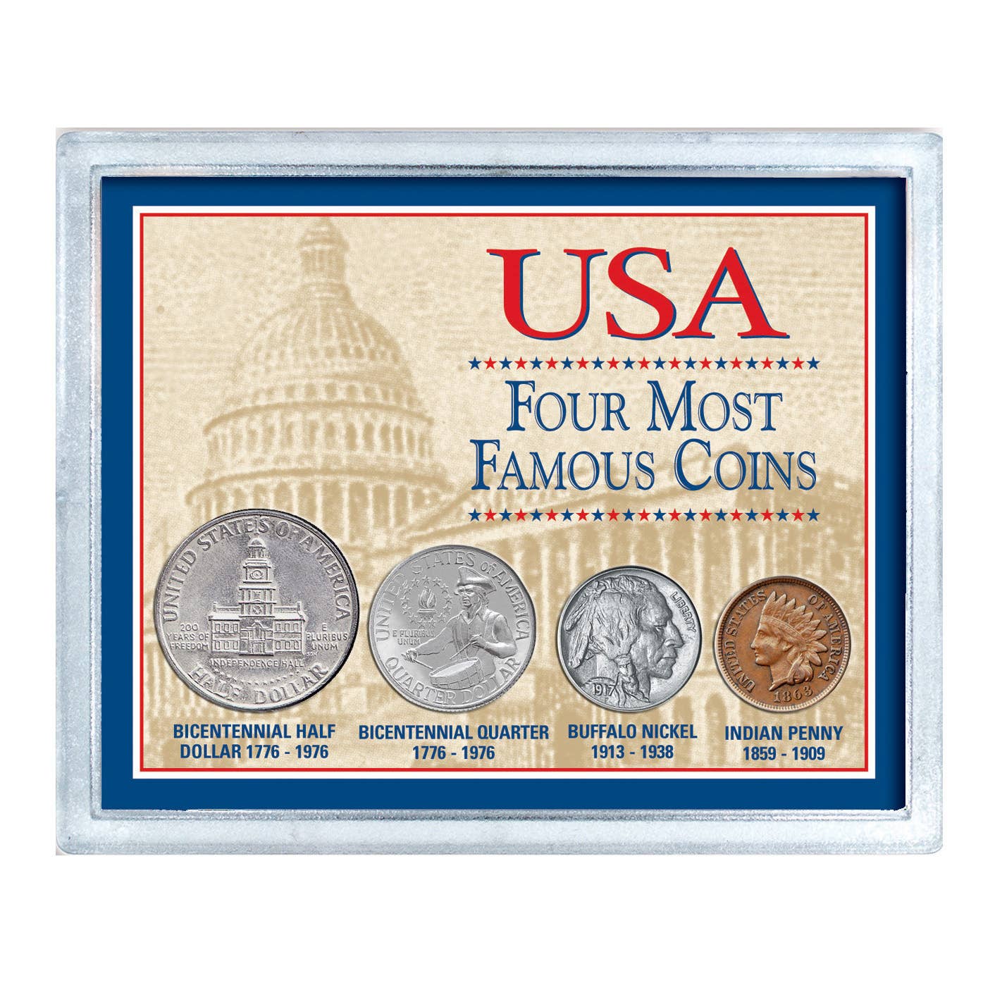 USA Four Most Famous Coins in Acrylic Case