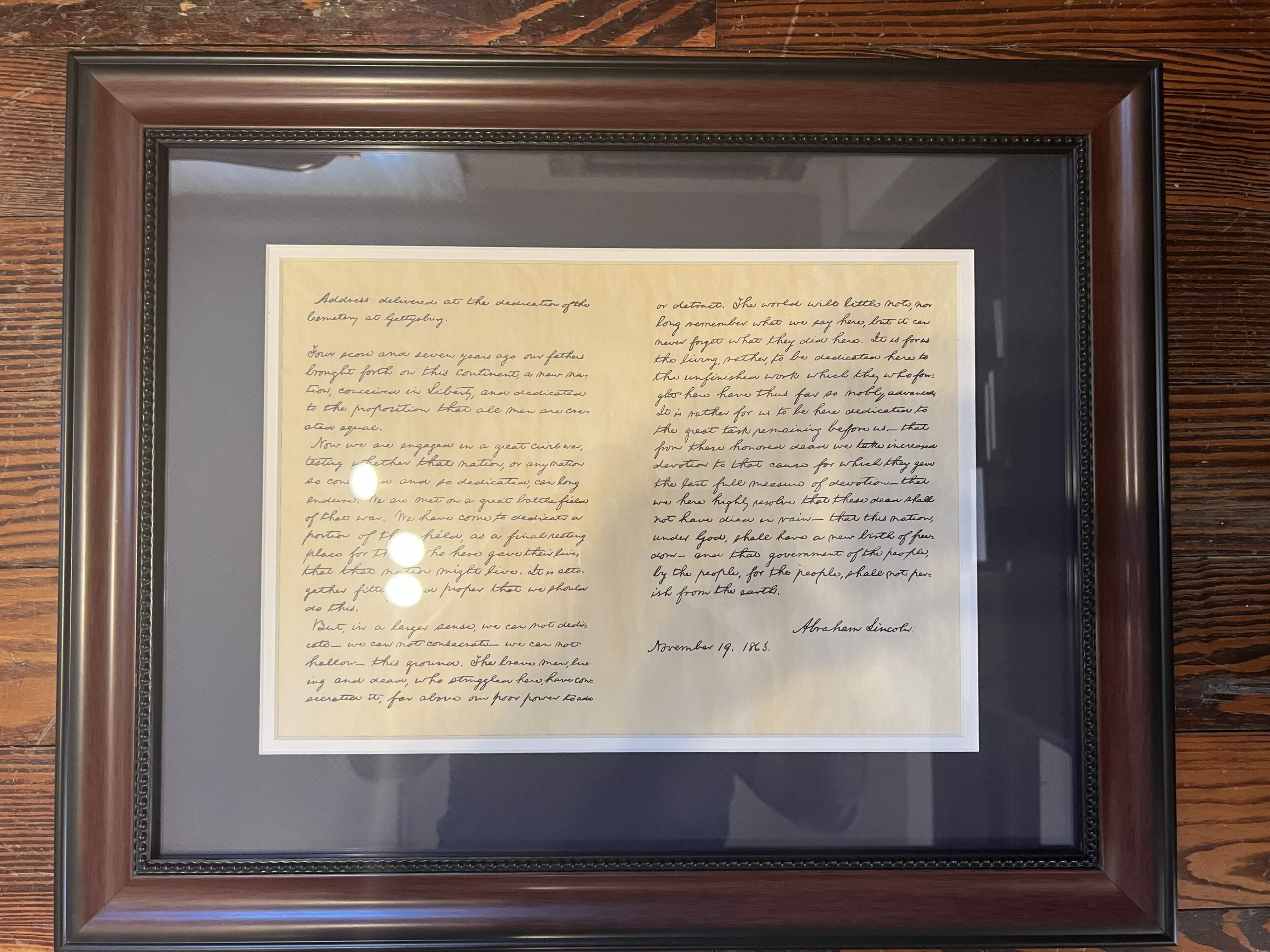 Gettysburg Address in an Elegant Frame