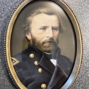 6-1/4″ Ulysses S. Grant in Antiqued Beaded Brass Frame- Antique Vintage Style