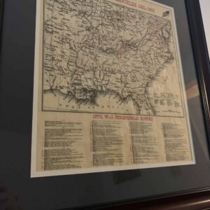 Chronological Map of Civil War Battlefields in an Elegant Frame