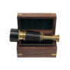 Brass Leather-Wrapped Pocket Telescope w/ Wood Display Box