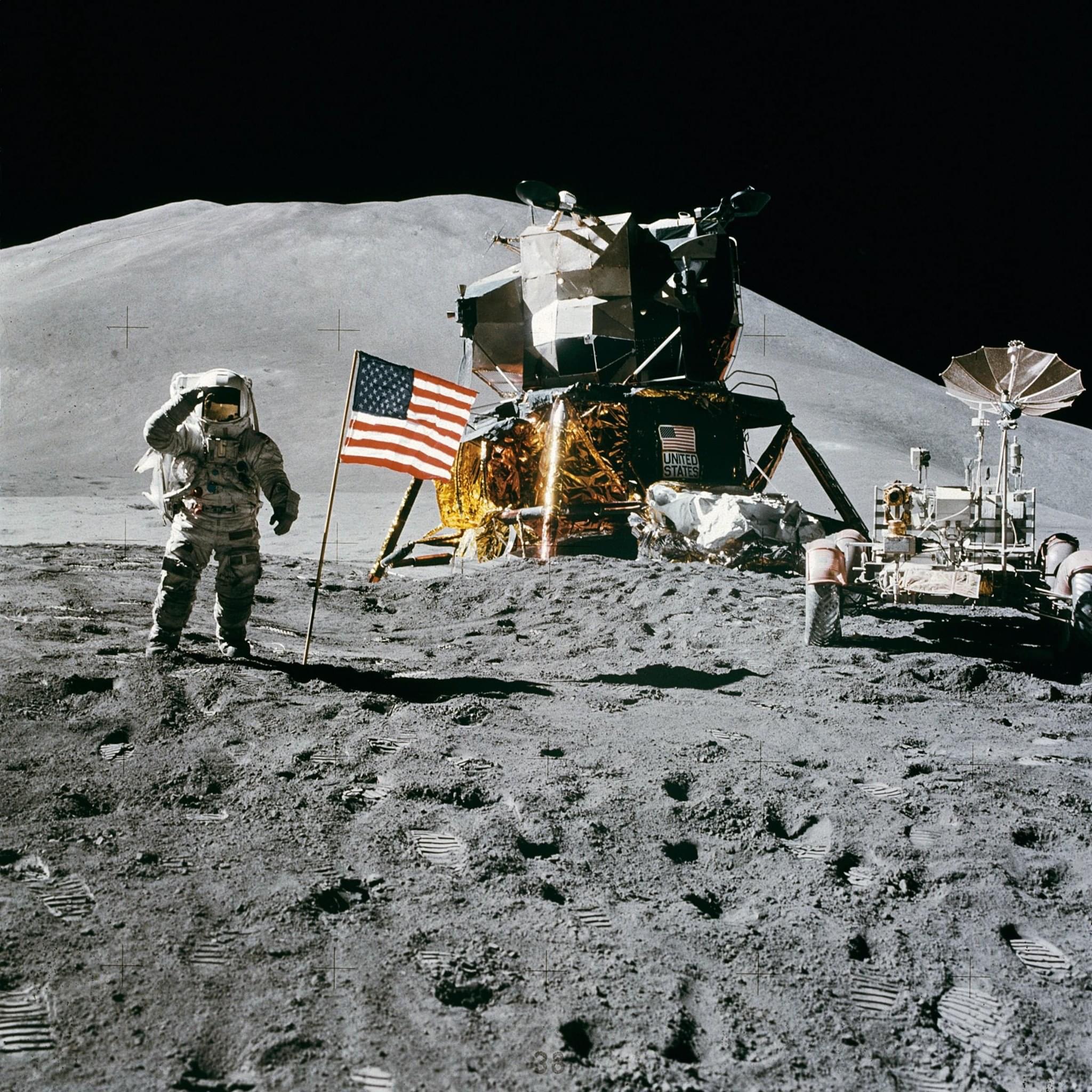 A Patriot's Gesture Across the Lunar Desert